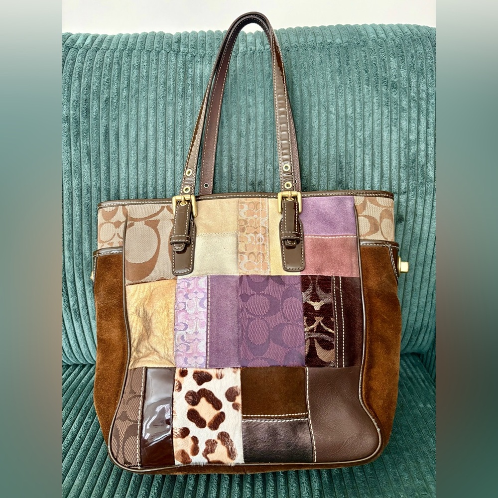 Vintage Coach Limited Edition Y2K Holiday Patchwork Tote